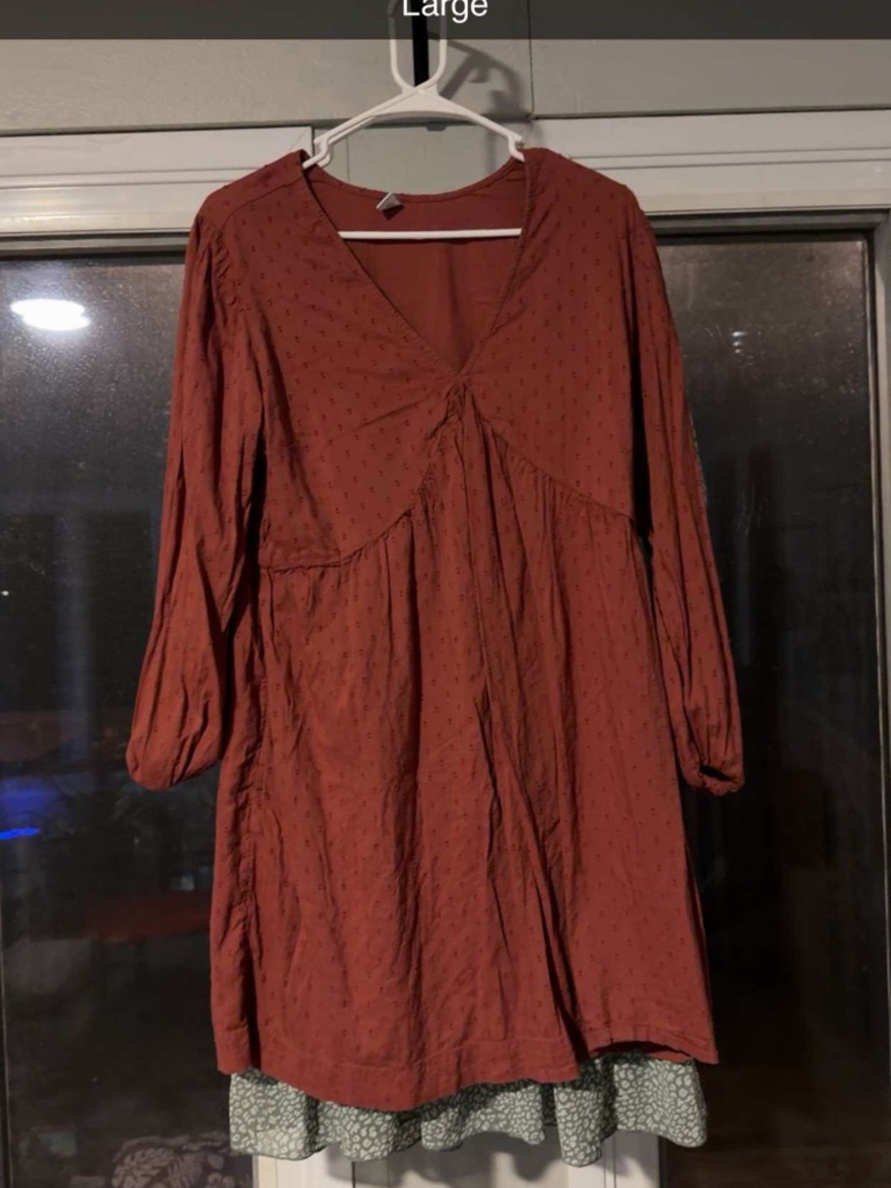 Old Navy Rust Red Long Sleeve Babydoll Dress